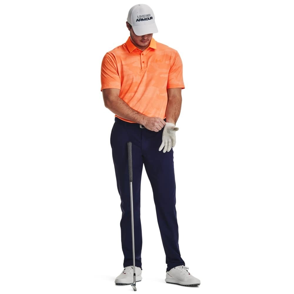 Under Armour Mens Playoff 2.0 Jacquard Polo Shirt Small Orange Camo Golf New